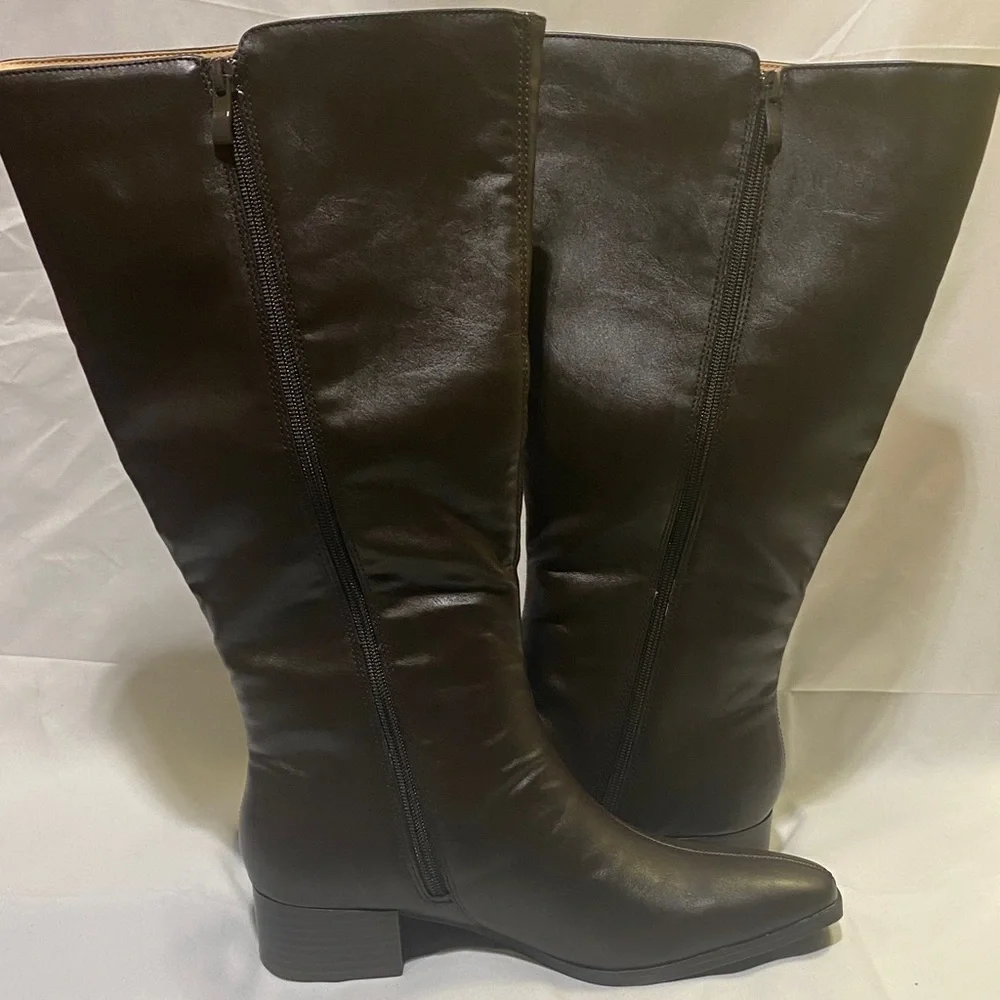 ELEGANT JOUNEE COLLECTION DEVRI KNEE HIGH BOOTS IN‎ VEGAN LEATHER